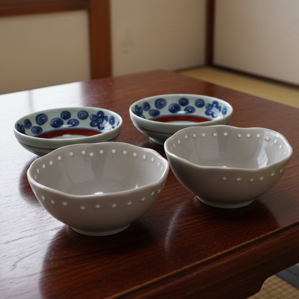 Arita Bowls Japan Set of 2 Porcelain Blue White 4.5"